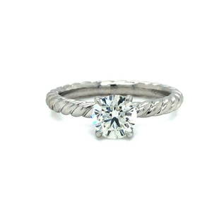 David Yurman Platinum .8ct Diamond GIA Solitaire Engagement Ring Size 5.25: Details Condition: Excellent Condition, Professionally Cleaned and Polished Metal: Platinum (Marked, and Professionally Tested) Diamond: Round Cut Brilliant 0.80ct Diamond Diamond Color: I 