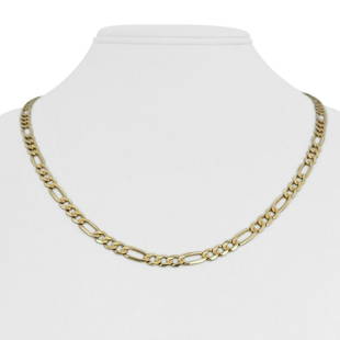 10k Yellow Gold 12.2g Semi Solid 4.5mm Figaro Link Chain Necklace Italy 20": Details Condition: Excellent Condition, Professionally Cleaned and Polished Metal: 10k Gold (Marked, and Professionally Tested) Weight: 12.2g Length: 20 Inches Width: 4.5mm Closure: Lobster