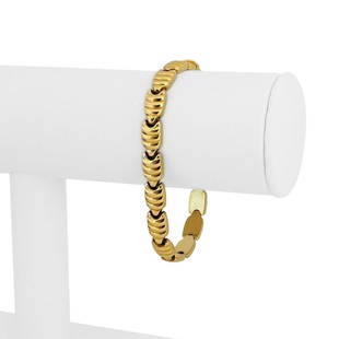 14k Yellow Gold 15.1g Ladies 7mm Ribbed Fancy Link Bracelet Italy 7": Details Condition: Excellent Condition, Professionally Cleaned and Polished Metal: 18k Gold (Marked, and Professionally Tested) Weight: 15.1g Length: 7 Inches Width: 7mm Closure: Box Tab Insert