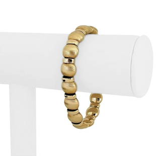 14k Yellow Gold 19.6g Hollow Ladies 11mm Puffed Ball Link Bracelet Italy 7.25": Details Condition: Excellent Condition, Professionally Cleaned and Polished Metal: 14k Gold (Marked, and Professionally Tested) Weight: 19.6g Length: 7.25 Inches Width: 11mm Closure: Box Tab
