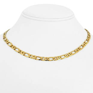 14k Yellow Gold 20.9g Semi Solid 6mm Figaro Curb Link Chain Necklace Italy 16": Details Condition: Excellent Condition, Professionally Cleaned and Polished Metal: 14k Gold (Marked, and Professionally Tested) Weight: 20.9g Length: 16 Inches Width: 6mm Closure: Lobster Claw 