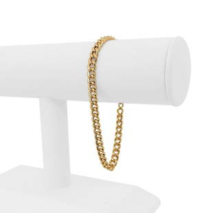 19k Portuguese Yellow Gold 7.5g Hollow Men's 5.5mm Curb Link Bracelet 8.25": Details Condition: Excellent Condition, Professionally Cleaned and Polished Metal: 19k Gold (Marked, and Professionally Tested) Weight: 7.5g Length: 8.25 Inches Width: 5.5mm Closure: Spring