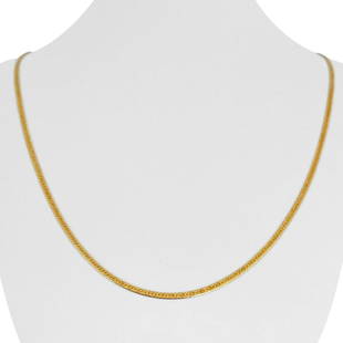 18k Yellow Gold 5.3g Thin Etched 2mm Herringbone Link Chain Necklace Italy 24": Details Condition: Excellent Condition, Professionally Cleaned and Polished Metal: 18k Gold (Marked, and Professionally Tested) Weight: 5.3g Length: 24 Inches Width: 2mm Closure: Spring Ring 