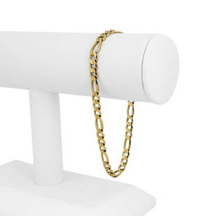 14k Yellow Gold 9.8g Solid Men's 5.5mm Figaro Link Bracelet 8.75": Details Condition: Excellent Condition, Professionally Cleaned and Polished Metal: 14k Gold (Marked, and Professionally Tested) Weight: 9.8g Length: 8.75 Inches Width: 5.5mm Closure: Lobster