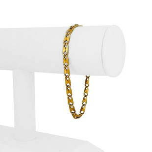 18k Yellow Gold 9.4g Polished Finish 4.5mm Fancy Link Bracelet Italy 7.75": Details Condition: Excellent Condition, Professionally Cleaned and Polished Metal: 18k Gold (Marked, and Professionally Tested) Weight: 9.4g Length: 7.75 Inches Width: 4.5mm Closure: Lobster