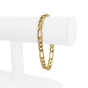 18k Yellow Gold 12.6g Hollow Light 7mm Figaro Link Bracelet Italy 8": Details Condition: Excellent Condition, Professionally Cleaned and Polished Metal: 18k Gold (Marked, and Professionally Tested) Weight: 12.6g Length: 8 Inches Width: 7mm Closure: Lobster Claw 