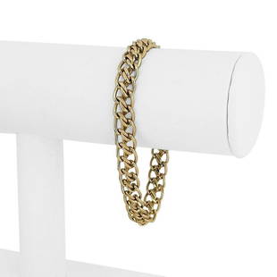 14k Yellow Gold 24.7g Solid Ladies 8mm Double Wide Curb Link Bracelet 7.5": Details Condition: Excellent Condition, Professionally Cleaned and Polished Metal: 14k Gold (Marked, and Professionally Tested) Weight: 24.7g Length: 7.5 Inches Width: 8mm Closure: Box Tab