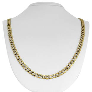 14k Yellow Gold 21g Two Tone Diamond Cut 6.5mm Curb Link Chain Necklace 27.5": Details Condition: Excellent Condition, Professionally Cleaned and Polished Metal: "14k Gold (Marked, and Professionally Tested) Weight: 21.1g Length: 27.5 Inches Width: 6.5mm Closure: Lobster