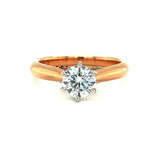 14k Rose Gold 0.90ct GIA Certified Diamond Solitaire Engagement Ring Size 6.75: Details Condition: Excellent Condition, Professionally Cleaned and Polished Metal: 14k Gold (Marked, and Professionally Tested) Diamond: Round Brilliant Diamond .90ct Diamond Color: J Diamond
