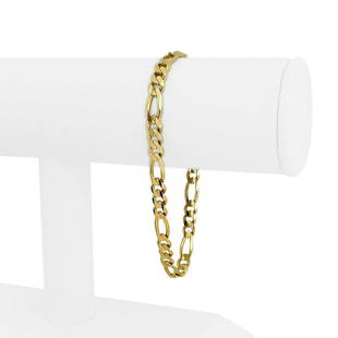 14k Yellow Gold 10.7g Semi Solid 5.5mm Figaro Link Chain Bracelet Italy 8": Details Condition: Excellent Condition, Professionally Cleaned and Polished Metal: 14k Gold (Marked, and Professionally Tested) Weight: 10.7g Length: 8 Inches Width: 5.5mm Closure: Lobster Claw