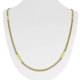 18k Yellow Gold 41g UnoAErre 3.5mm Bar and Curb Link Chain Necklace Italy 35": Details Condition: Excellent Condition, Professionally Cleaned and Polished Metal: 18k Gold (Marked, and Professionally Tested) Weight: 40.9g Length: 35 Inches Width: 3.5mm Closure: Box Tab