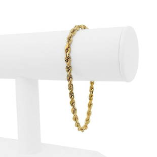 14k Yellow Gold 12.8g Solid Diamond Cut 4.5mm Rope Bracelet 8": Details Condition: Excellent Condition, Professionally Cleaned and Polished Metal: 14k Gold (Marked, and Professionally Tested) Weight: 12.8g Length: 8 Inches Width: 4.5mm Closure: Box Tab