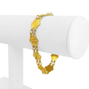 24k Pure Yellow Gold 13g Ladies Asian Symbols Fancy Link Bracelet 6.5": Details Condition: Excellent Condition, Professionally Cleaned and Polished Metal: 24k Gold (Marked, and Professionally Tested) Weight: 13g Length: 6.5 Inches Width: 11.5mm Closure: Hook 