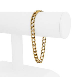 14k Yellow Gold 17.3g Solid Men's 6.5mm Squared Curb Link Bracelet Italy 8.5": Details Condition: Excellent Condition, Professionally Cleaned and Polished Metal: 14k Gold (Marked, and Professionally Tested) Weight: 17.3g Length: 8.5 Inches Width: 6.5mm Closure: Lobster