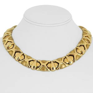 14k Yellow Gold 91.5g Heavy Thick 19mm Fancy Link Collar Necklace Italy 16"