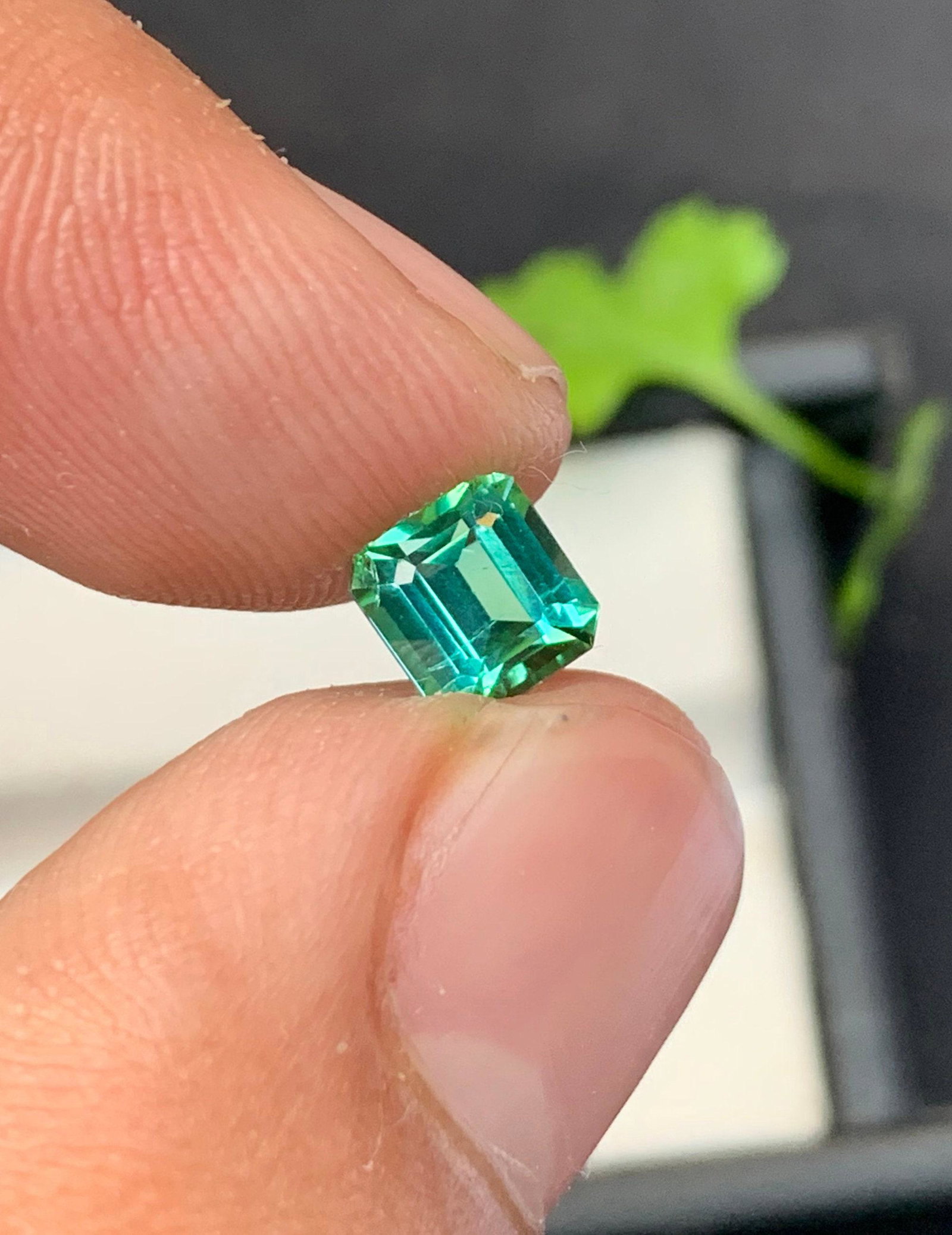 Mint Green Tourmaline, Faceted Emerald Cut, Natural Mint Green Color, Flawless Loose Tourmaline, (1 of 8)