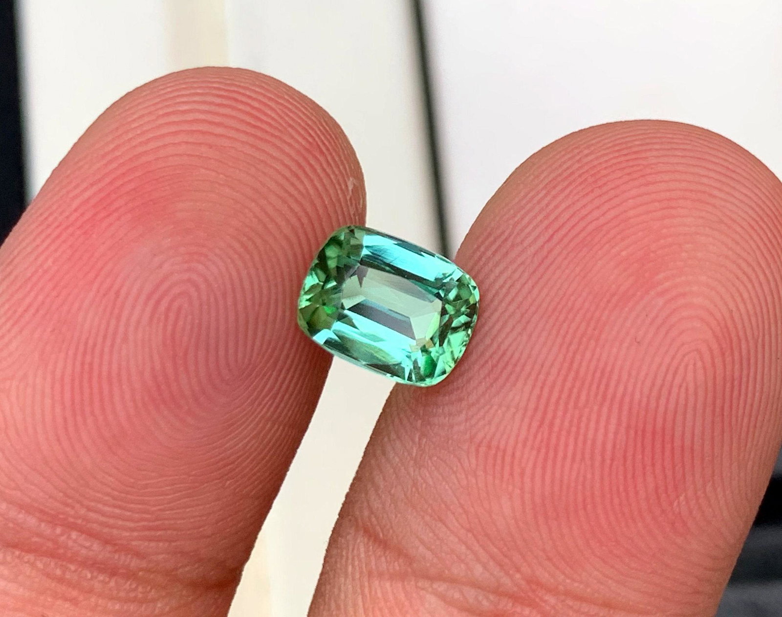 Natural Blue Green Tourmaline Gemstone For Sale , Cushion Shape Tourmaline For Jewelry , 8.5 | 6.5 | (1 of 7)