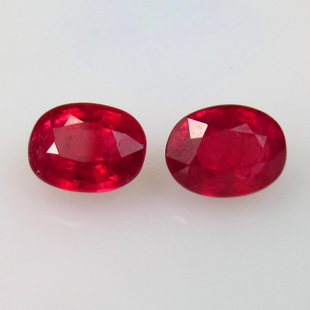 4.03 Ctw Natural Mozambique Red Ruby Oval Pair (1 of 2)