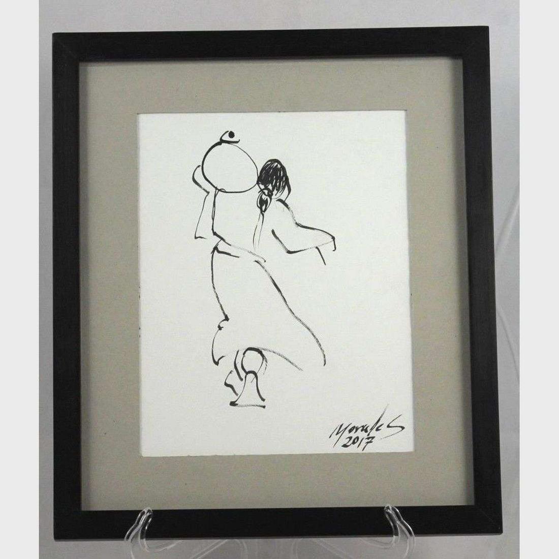 Mexican Framed Acrylic Painting Fine Art Collectible Decorative Signed Morales: Black and White Signed Painting From Morelia, Mexico Measurements Height- 14 2/8" Width- 12 1/2" Measurements with Frame Height- 15 3/4" Width- 13 1/2" Mr Morales vies from Morelia, Mexico. He s