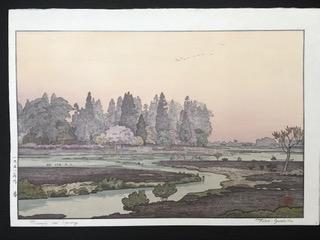 Toshi Yoshida (1911 - 1995):Morinji In Spring: Artist/Title: Toshi Yoshida (1911 - 1995):Morinji In Spring Medium: Woodblock Print Dimensions: The print image measures 10.7 X 15.9 inches plus margins Condition: The print is in excellent, never fra