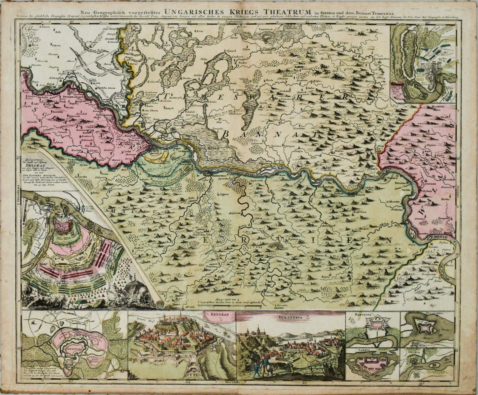 1720 Homann Map of Siege of Belgrade -- Neu-Geographisch Vorgestelltes Ungarisches Kriegs-Theatrum (1 of 1)