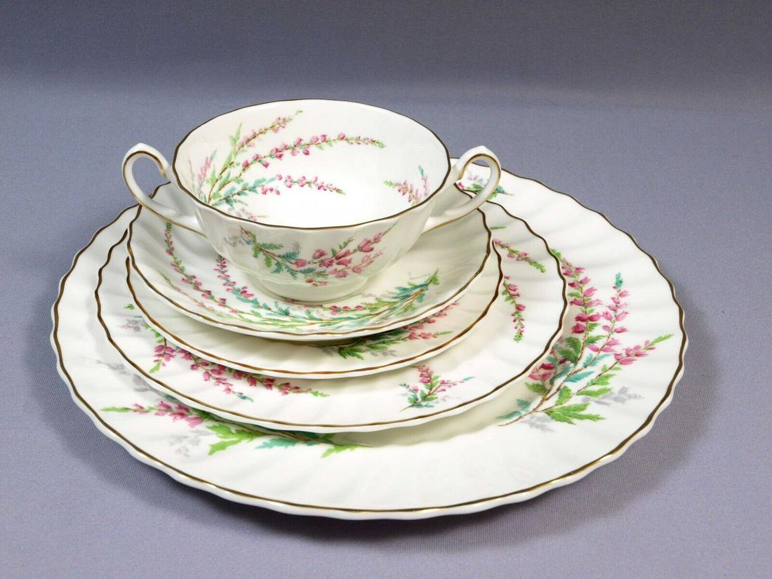 Artist Signed Royal Doulton BELL HEATHER PLACE SETTING Dinner Salad Soup Plate: This is a gorgeous Bone china Place Setting, from the Bell Heather (H4927) pattern by Royal Doulton, Made in England. This pattern has been discontinued, it was originally manufactured between 1942-19