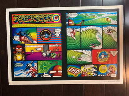 Murph the Surf - Art by Rick Griffin (1969) 18.875" x 27.875" US Poster: Murph the Surf - Art by Rick Griffin (1969) 18.875" x 27.875" US Poster Condition: VG/EXC features wonderful sequential psychedelic art by Rick Griffin (1944-1991), whose early art chores included pro