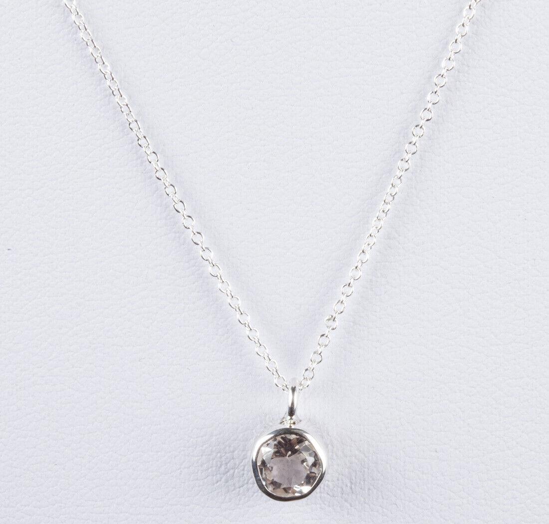 Sterling Faceted Rock Crystal Clear Quartz Astrology Pendant Necklace April (1 of 5)