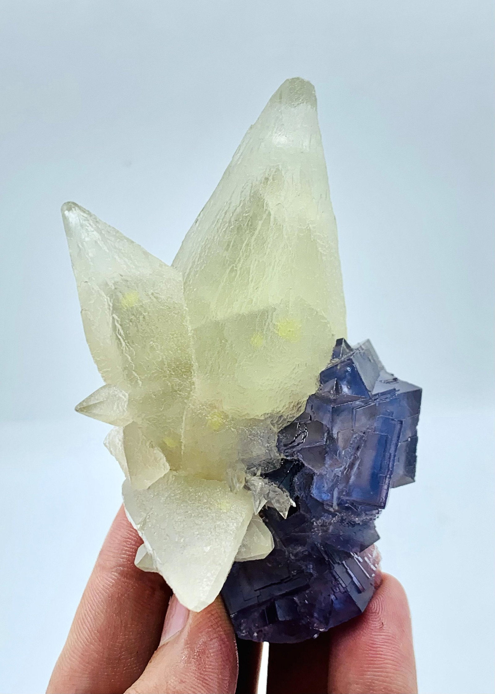 1 Piece Beautiful Cubes Fluorite Combine With Calcite Specimen (1 of 7)