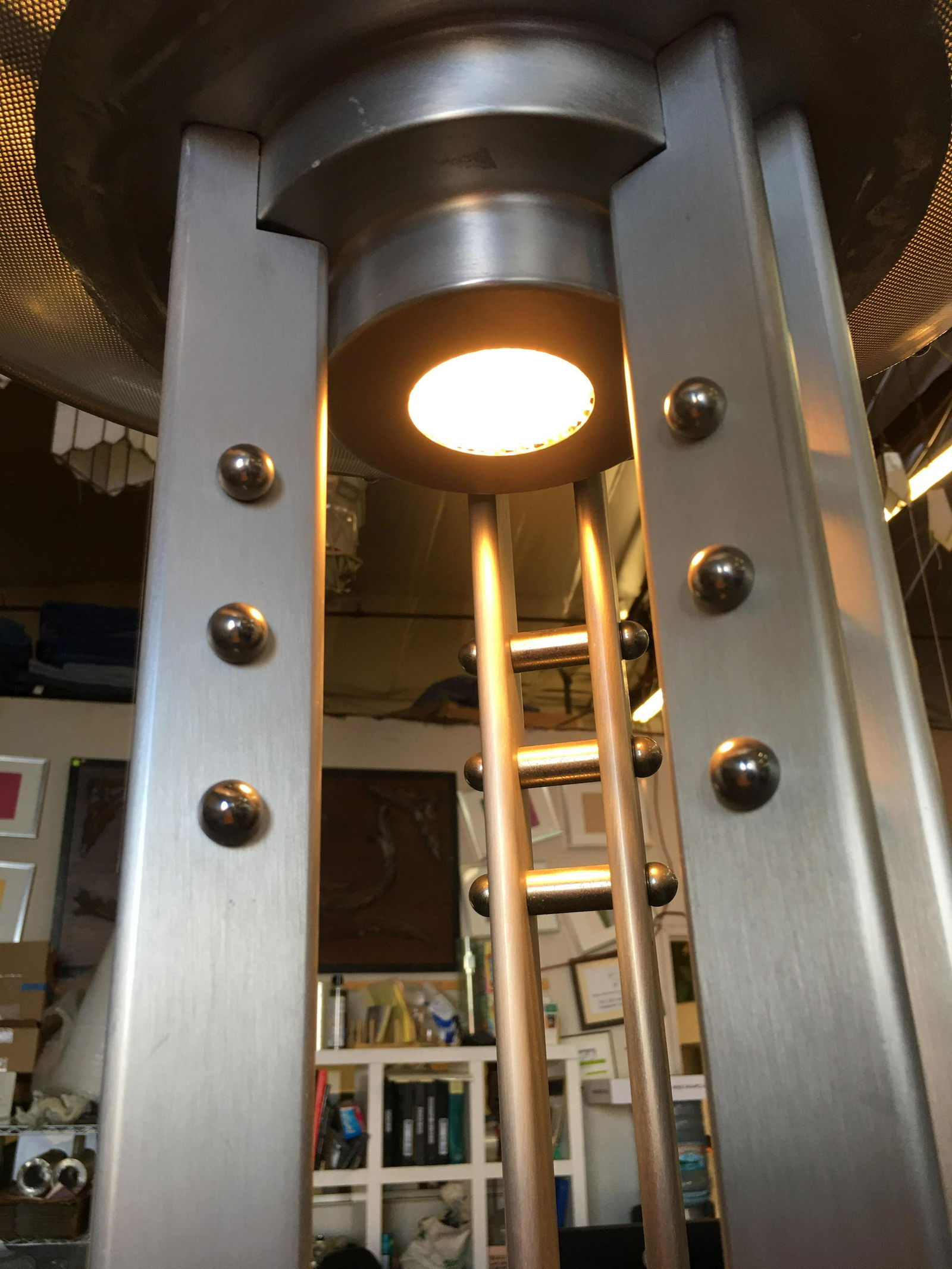 Robert Sonneman "Echoes of Vienna" Floor Lamp for Kovacs: Details Dimensions Height: 68 in (172.72 cm)Diameter: 20 in (50.8 cm) Materials and Techniques Metal,Steel Place of Origin United States Period 1980-1989 Date of Manufacture 1987 Condition GoodMinor l