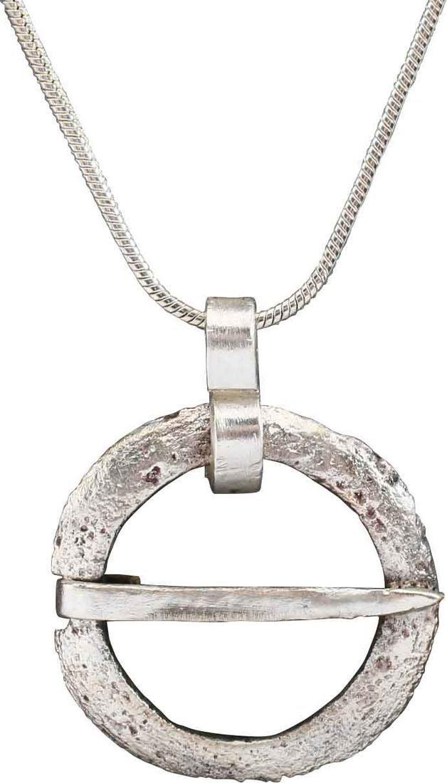 VIKING PROTECTIVE ARMOR BROOCH NECKLACE, 10TH CENTURY AD: Worn in numbers on the surface of the jerkin, these small metal brooches provided a measure of protection against sword cuts and, in fact, were a form of armor. See current Public Television programmi