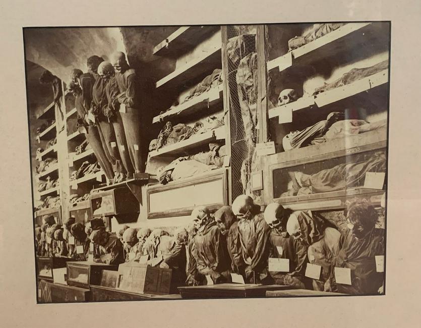 Framed albumin print Catacombe dei Cappuccini, c.1890 s.: Title: Framed albumin print Catacombe dei Cappuccini, c.1890 s. Date/Period: Late 19th century Materials: paper Dimension: 24,7cm Ã— 19cm. , with the frame 36,5 cmÃ— 42,2 cm. Description: Framed