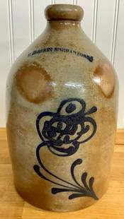 Stoneware Jug Stamped "W. Roberts, Binghamton, NY".: One Gallon Stoneware Jug Stamped "W. Roberts, Binghamton, NY". This is the Mark of William Roberts, Son-in-Law of Noah White of Whites Utica Pottery. He Founded a Branch of the Family Business in Bing