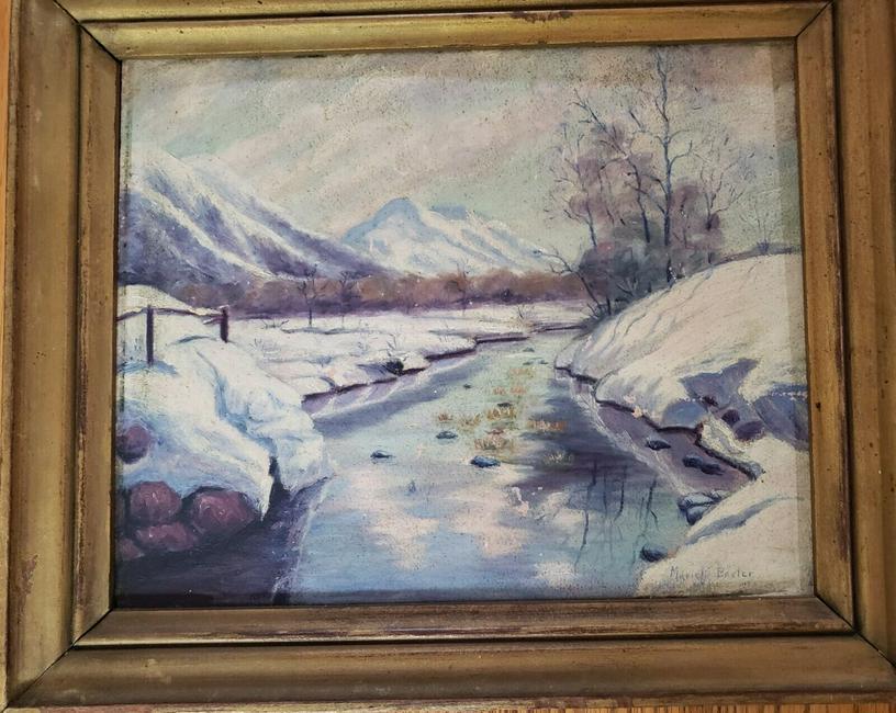 Winter landscape scene 19th century oil painting (1 of 3)