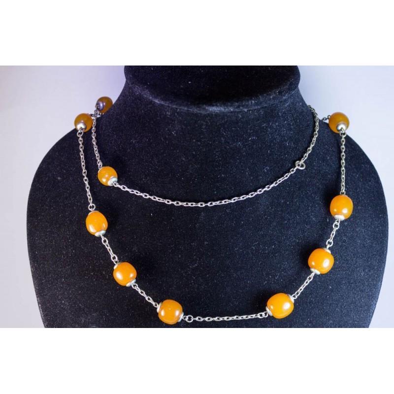 Natural butterscotch Baltic amber necklace chain antique vintage (1 of 7)