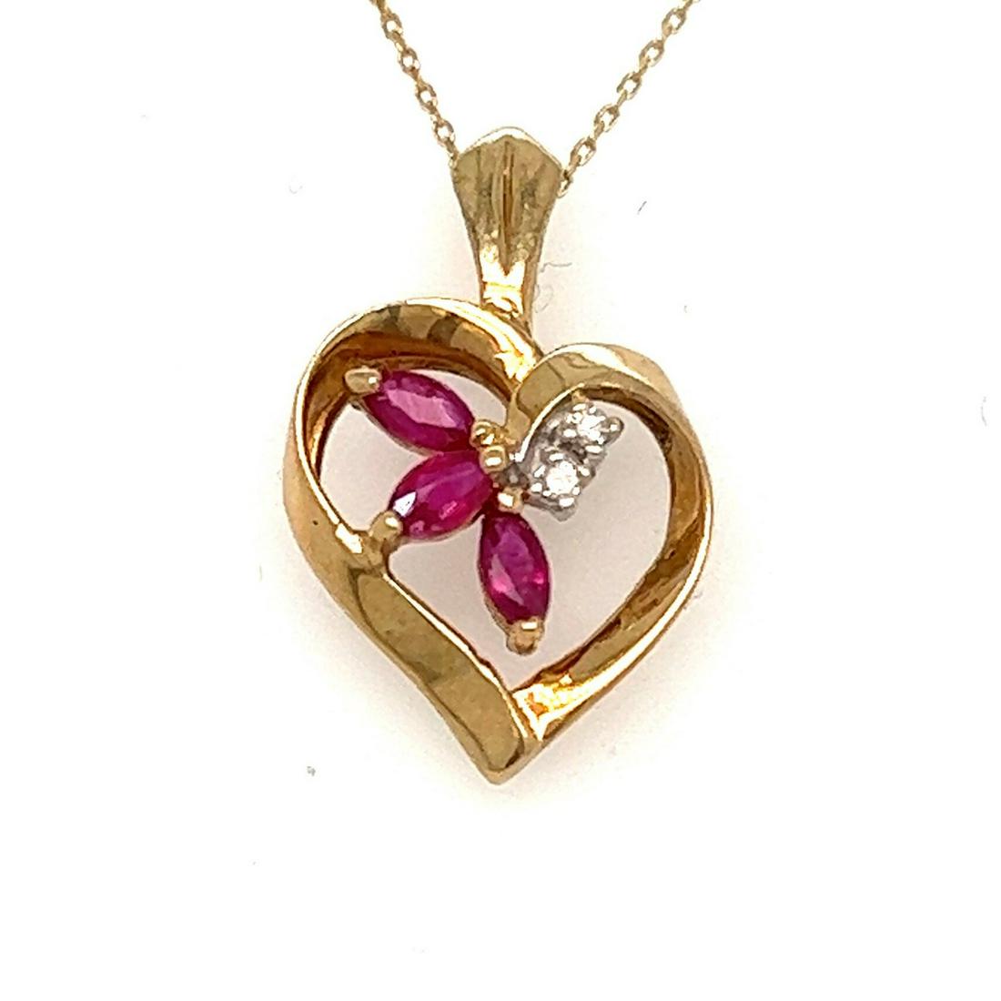 14k ruby diamond heart pendant necklace (1 of 6)
