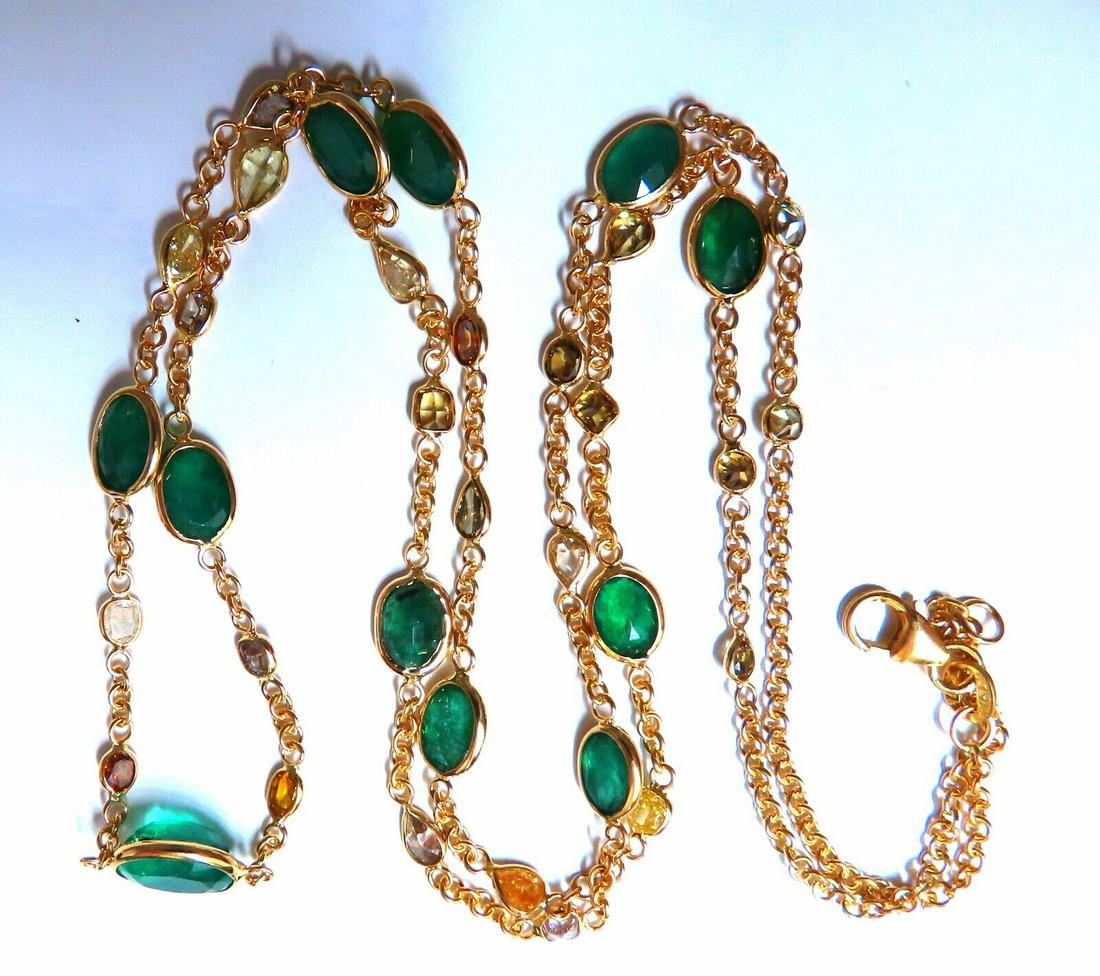 9.16ct. Natural Emeralds Diamonds Yard Necklace 14kt (1 of 7)