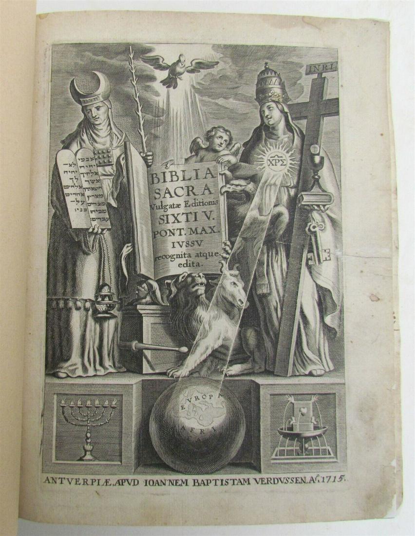 1715 BIBLE in LATIN antique OLD & NEW TESTAMENT BIBLIA LATINA (1 of 11)
