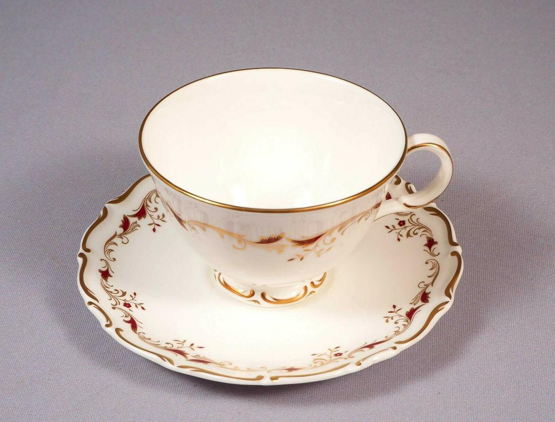 ROYAL DOULTON STRASBOURG Tea Coffee Cup Saucer SET H4958 England: This is a gorgeous Bone china ONE set with Tea/Coffee cup and Saucers, from the classical Strasbourg (H4958) pattern by Royal Doulton, Made in England. This pattern has been discontinued, it was origi
