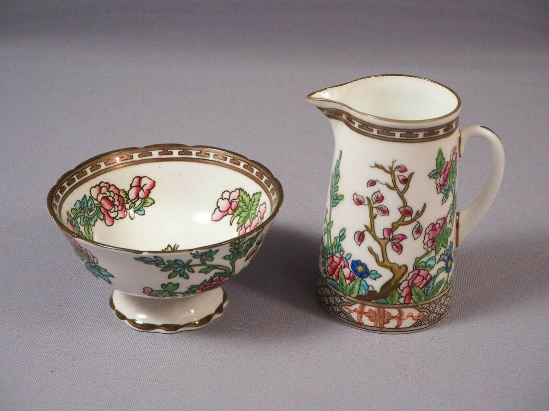 VINTAGE Coalport Indian Tree Milk Creamer Jug Sugar Bowl England Green Mark (1 of 5)