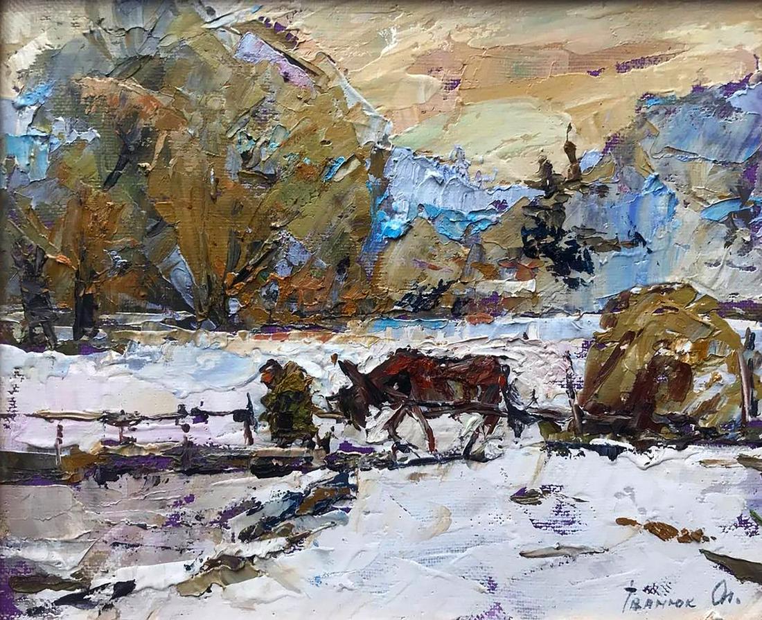 Oil painting Home after a walk Kalenyuk Alex: №Kalen 676 *** ABOUT THIS PAINTING *** * TITLE: "Home after a walk" * ARTISTS: Kalenyuk Alex * SIZE: 30x25 cm/'11.81x9.84 inches' * MEDIUM: oil, canvas * HAND PAINTED: Original painting from our