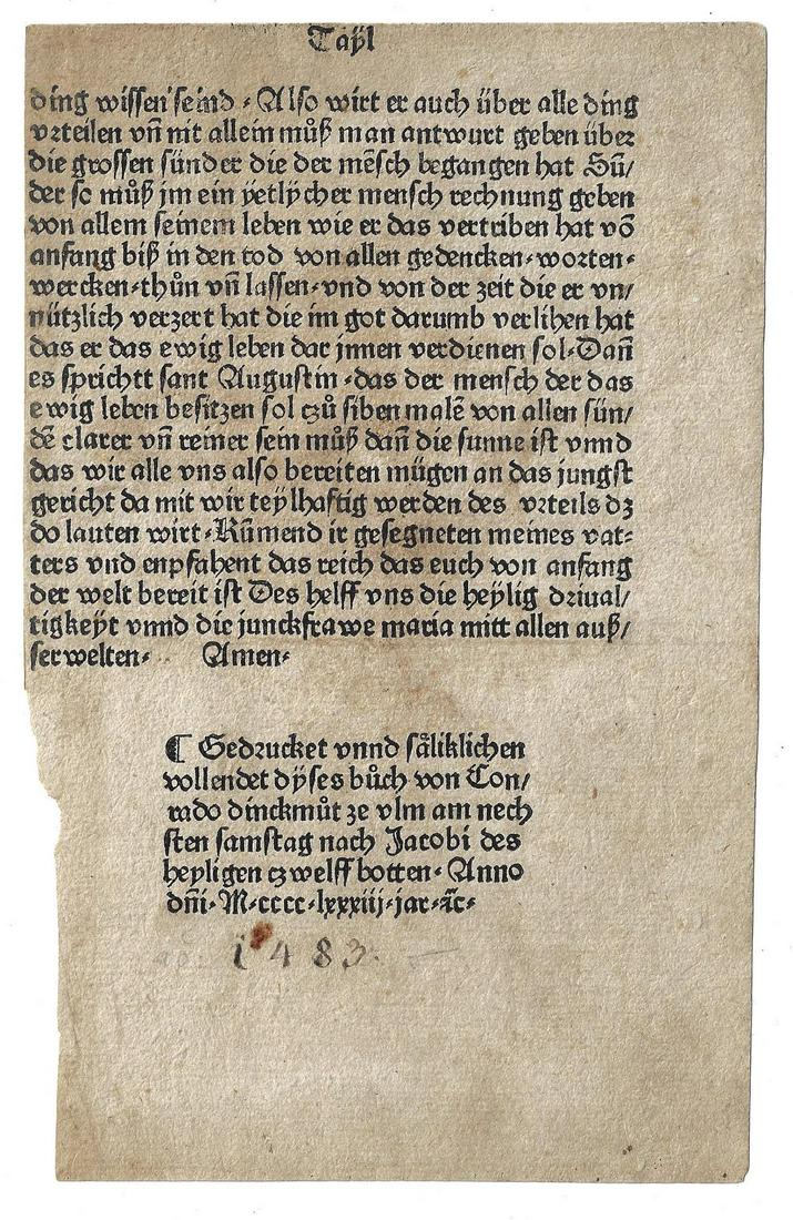 1483 Three Fragments from German Incunabula (1 of 2)