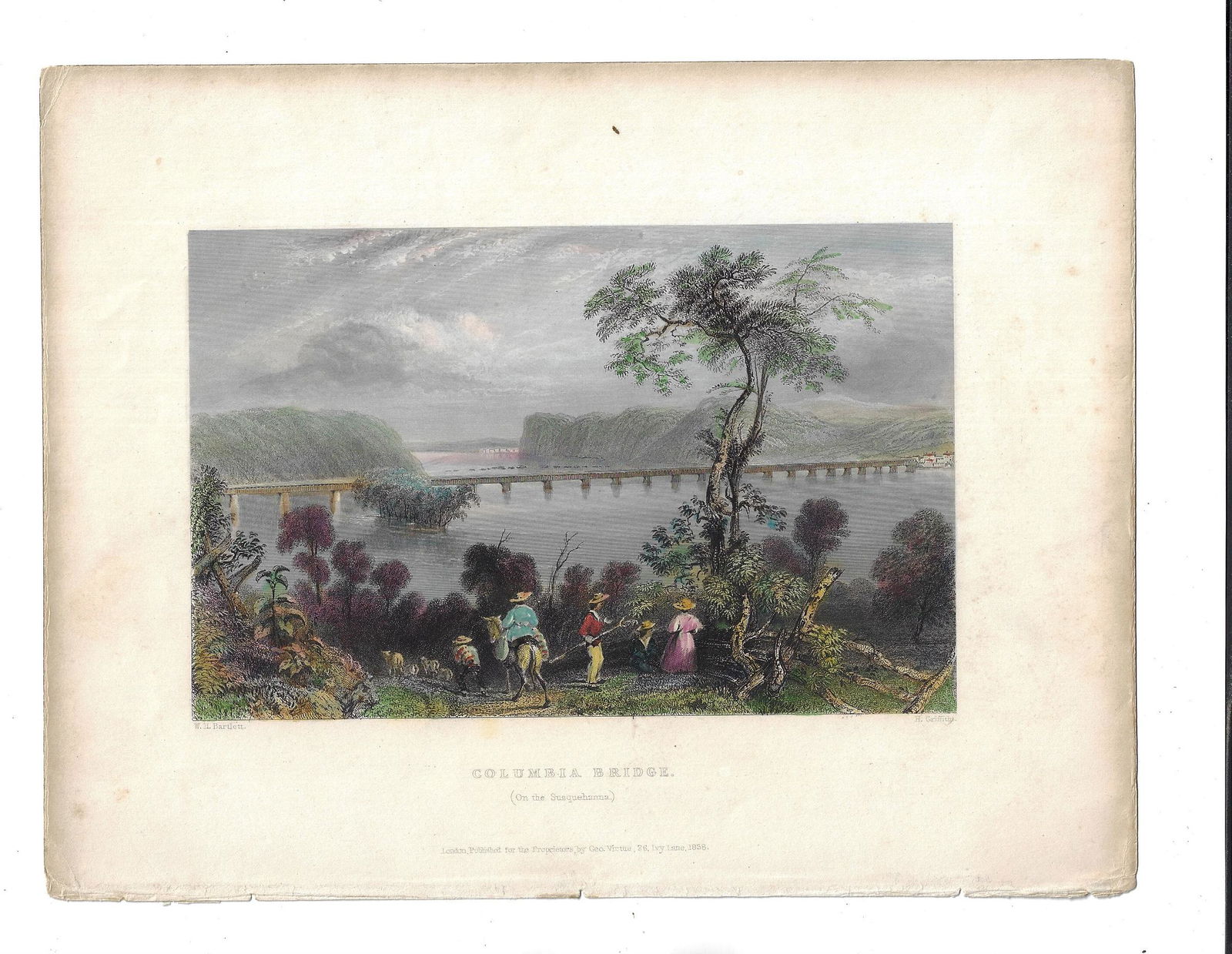 1858 Colored Engraving Columbia River (1 of 1)