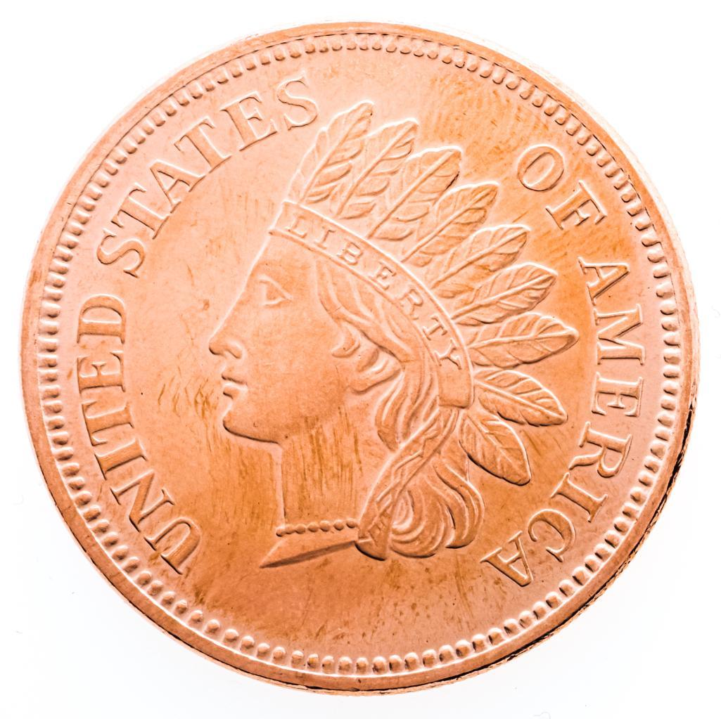 USA Indian Head Copper Round 1 oz. Fine (1 of 2)