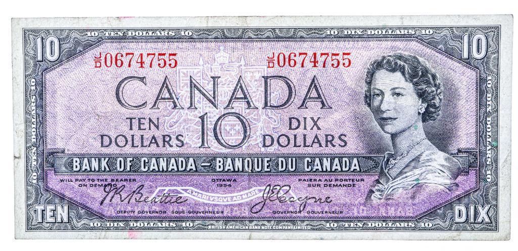 Bank of Canada, 1954, $10 - Devil's Face Portrait (1 of 2)