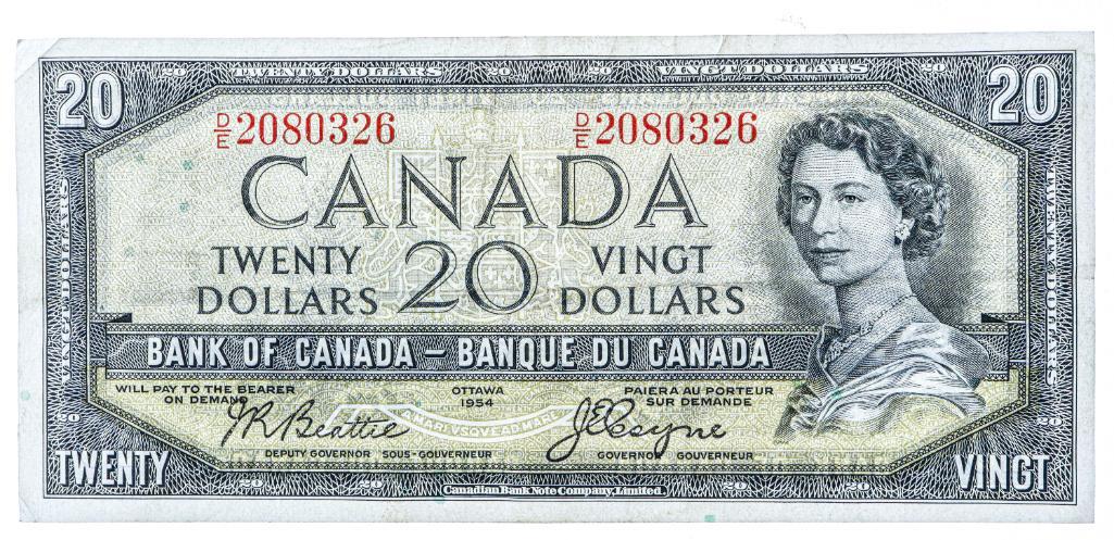 Bank of Canada , 1954, $20, Devil's Face Portrait (1 of 2)