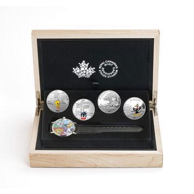 2015 RCM -Warner Bros. Looney Tunes Collection - 4 x .9999 Fine Silver $20 Coins, + Collector Watch, (1 of 6)