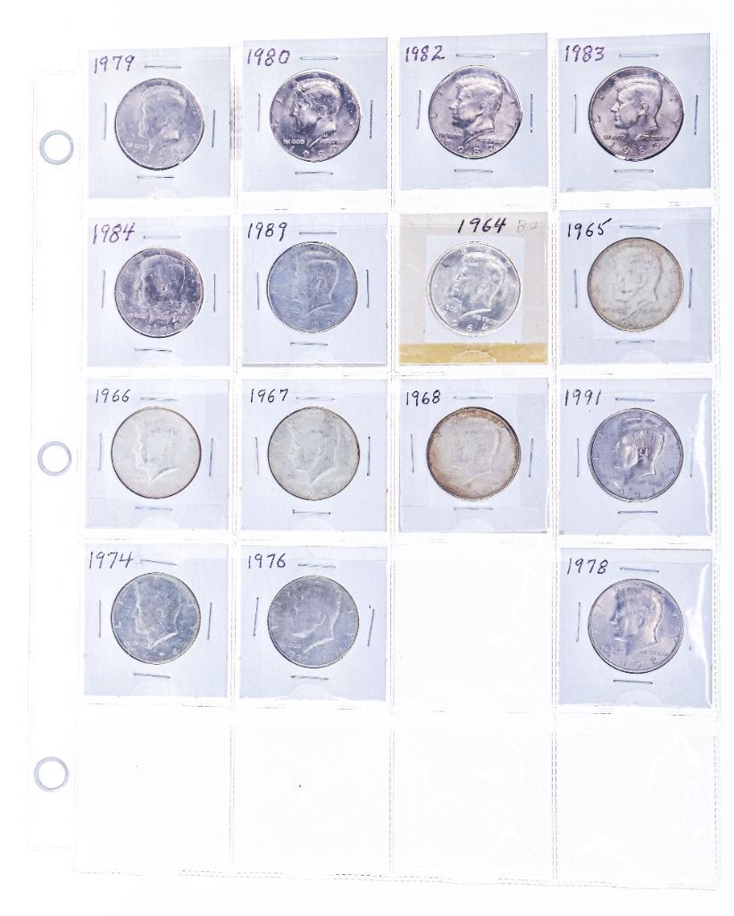 Group of 15 USA Kennedy Half Dollars (1 of 2)