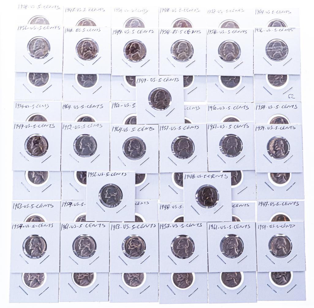 Lot approx. 50 USA 5 Cents Coins (1 of 9)