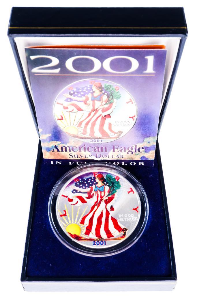 USA 2001 Liberty/Eagle Silver Dollar - 1oz. ASW Colourized Both Sides (1 of 2)